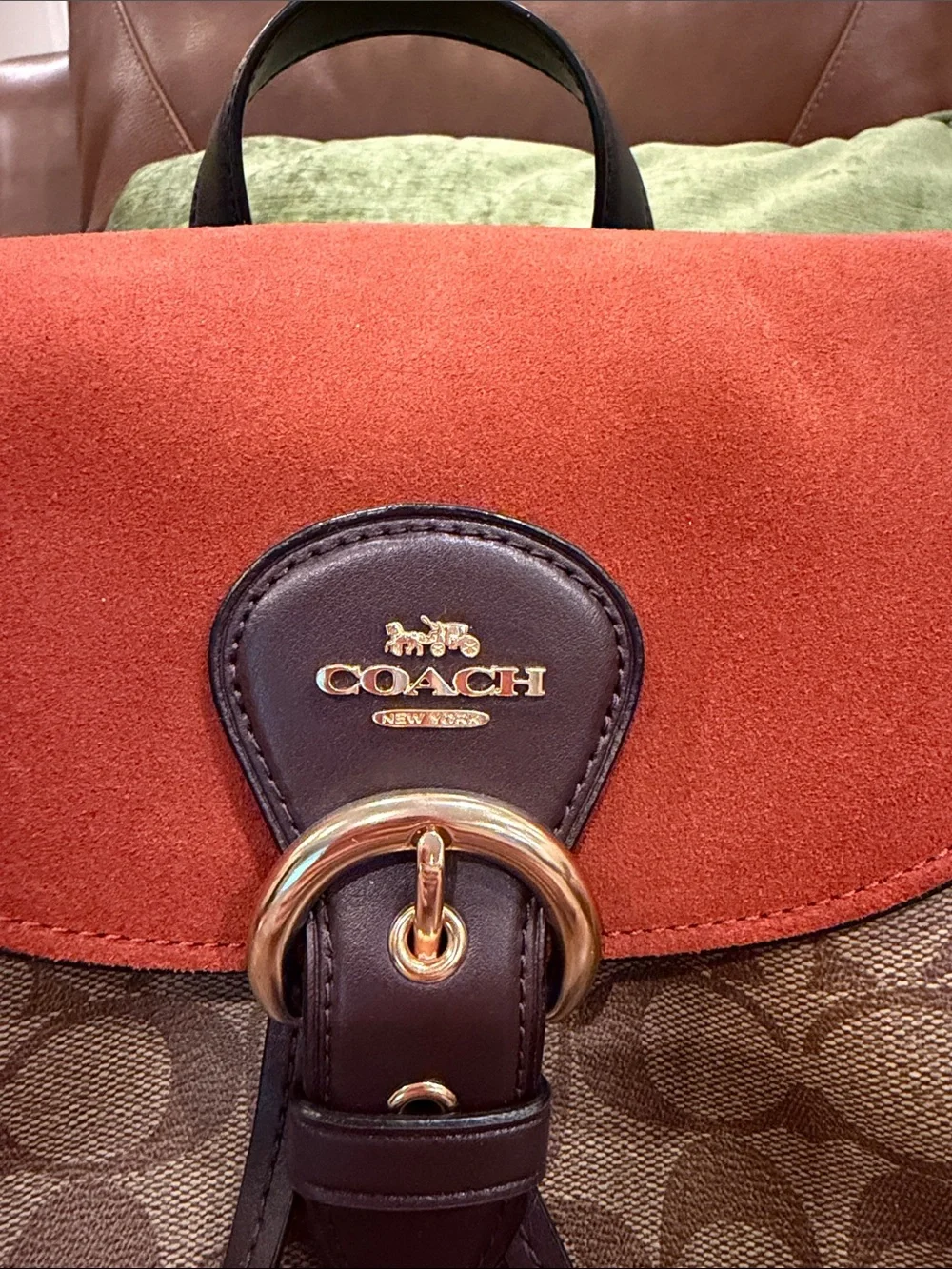 Coach Kleo Signature Canvas Backpack with Rust Suede Flap (2022)